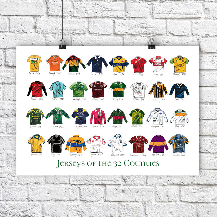 GAA Jerseys Of The 32 Counties A3 Print