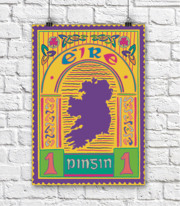 Eire Stamp Yellow Version A3 Print