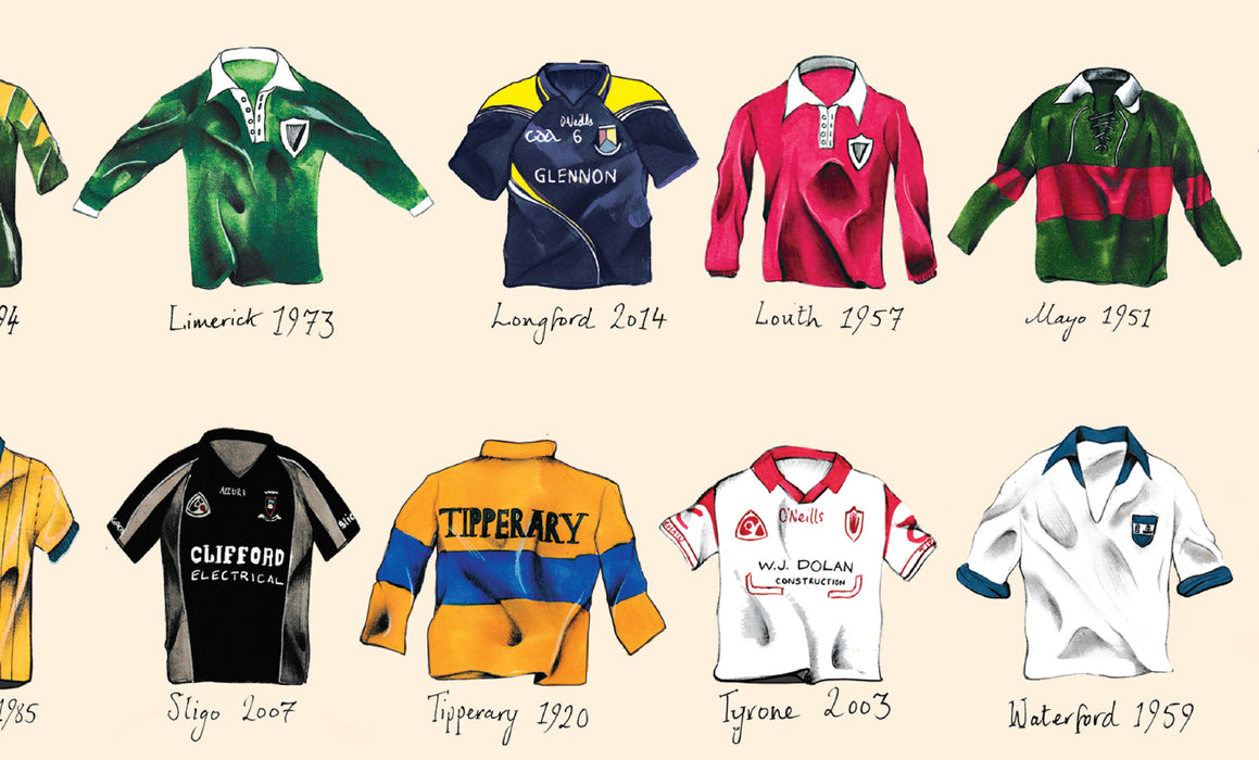 GAA Jerseys Of The 32 Counties A3 Print