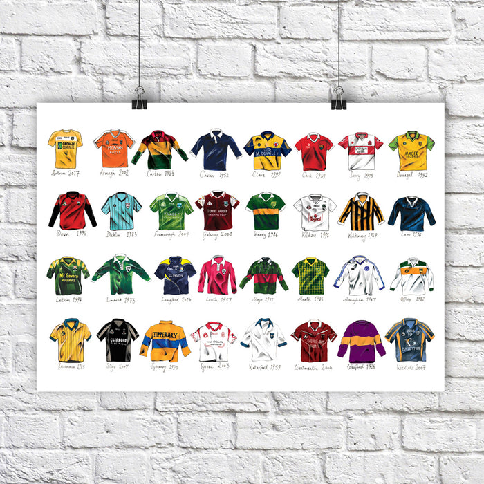 GAA Jerseys of all 32 Counties A2 Poster
