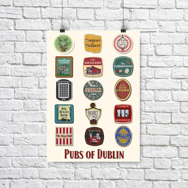 15 Dublin Pubs Coaster Print A4 - Maktus