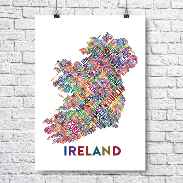 Town Names of Ireland A4 Print