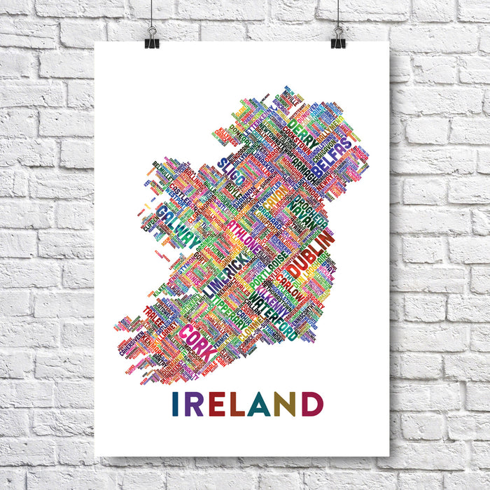 Town Names of Ireland A3 Print